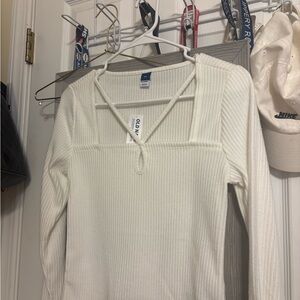 Old Navy Women's Cream Ribbed Long Sleeve Top - New with tags